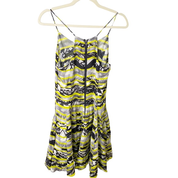 Parker Racerback Yellow Black Spaghetti Strap Silk Mini Dress Size Small - Picture 5 of 8
